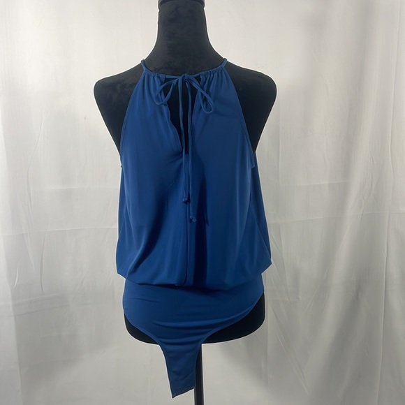 BCBGeneration Blue,Sleeveless,Neck Tie,Key Hole front & Back,Bodysuit,New - Picture 2 of 7